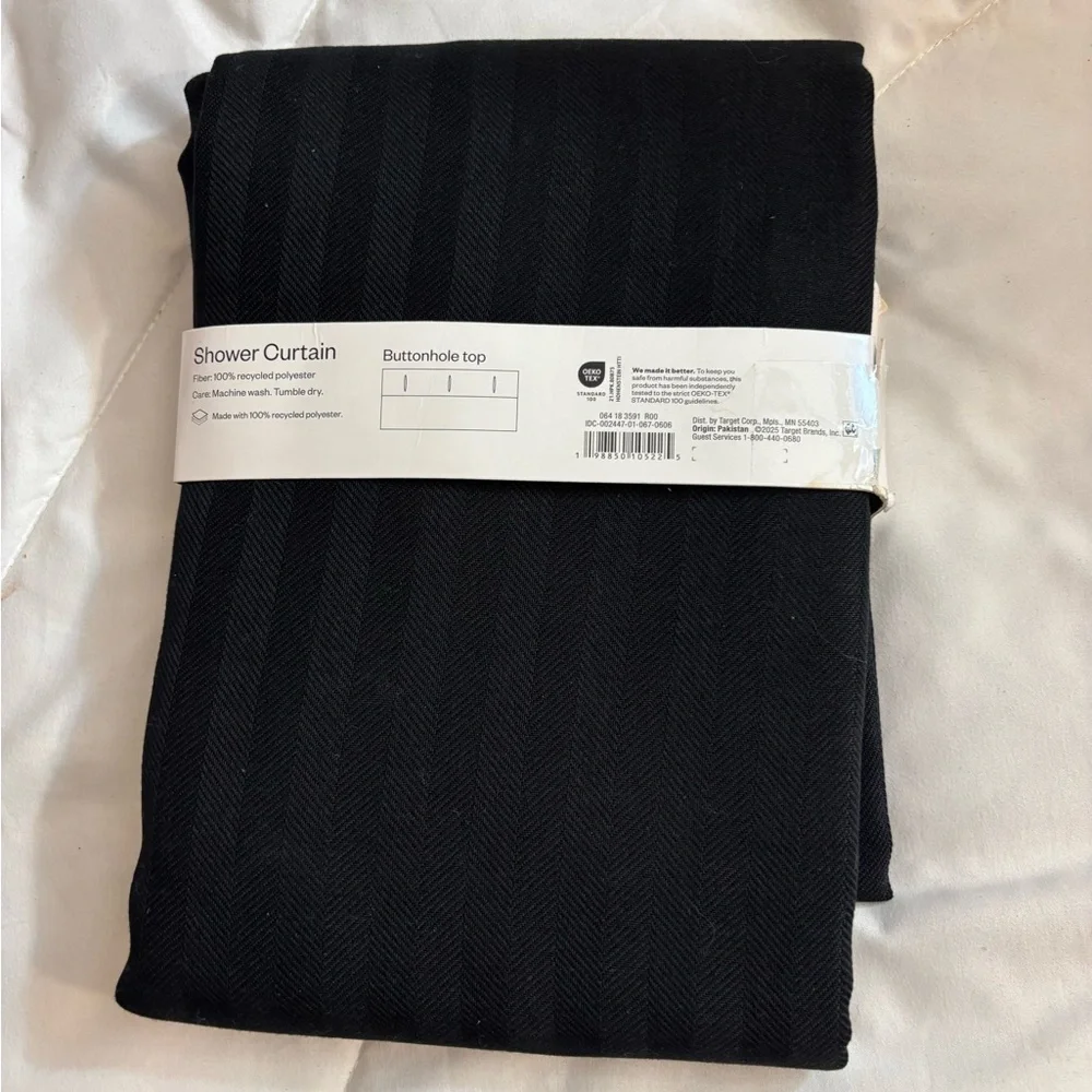 NEW Room Essentials Black Herringbone Shower Curtain 72 X 72